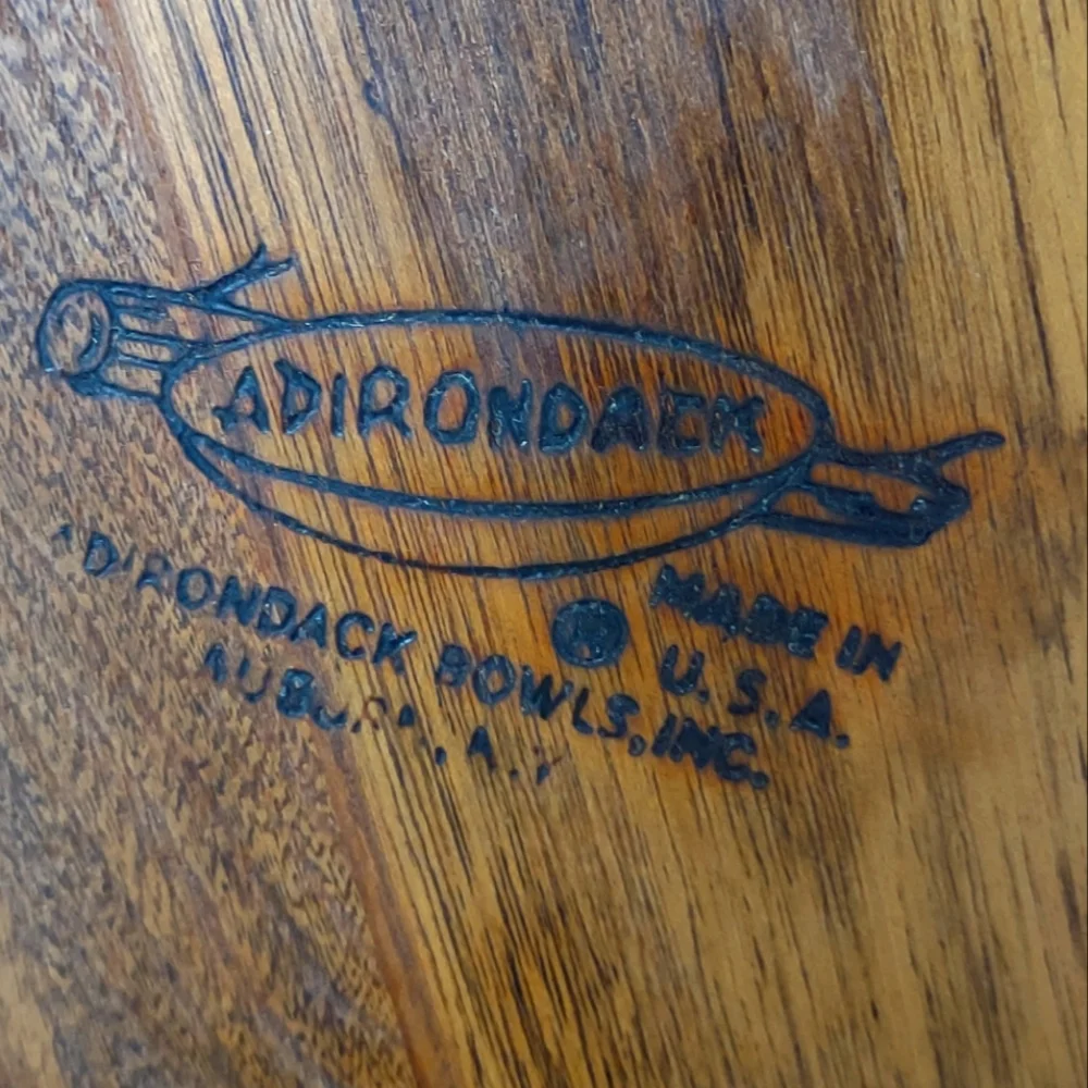 Vintage MCM Footed Wooden Cheeseboard Adirondack Bowls Inc Mid Century Modern
